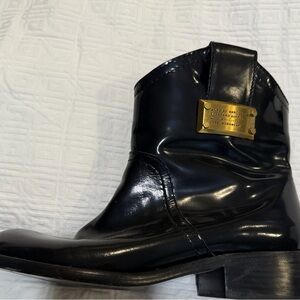 Marc Jacobs Black Ankle Boots with Gold Accent
